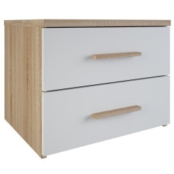 Chevet blanc et chêne 2 tiroirs collection Lena - Le Dépôt Bailleul